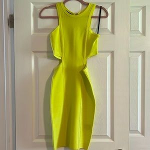 Lime cut our body con dress